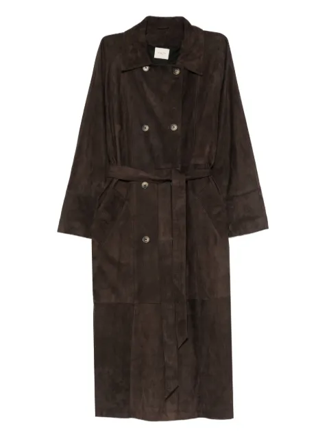 mara bini leather double-breasted coat