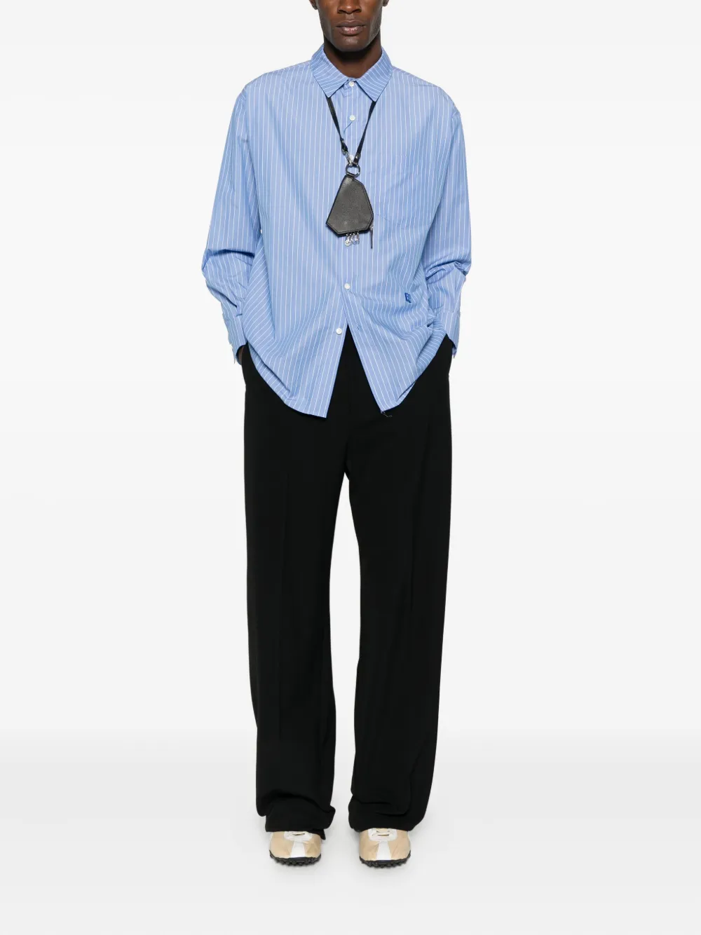 Ader Error Striped Pocket Shirt In Blue