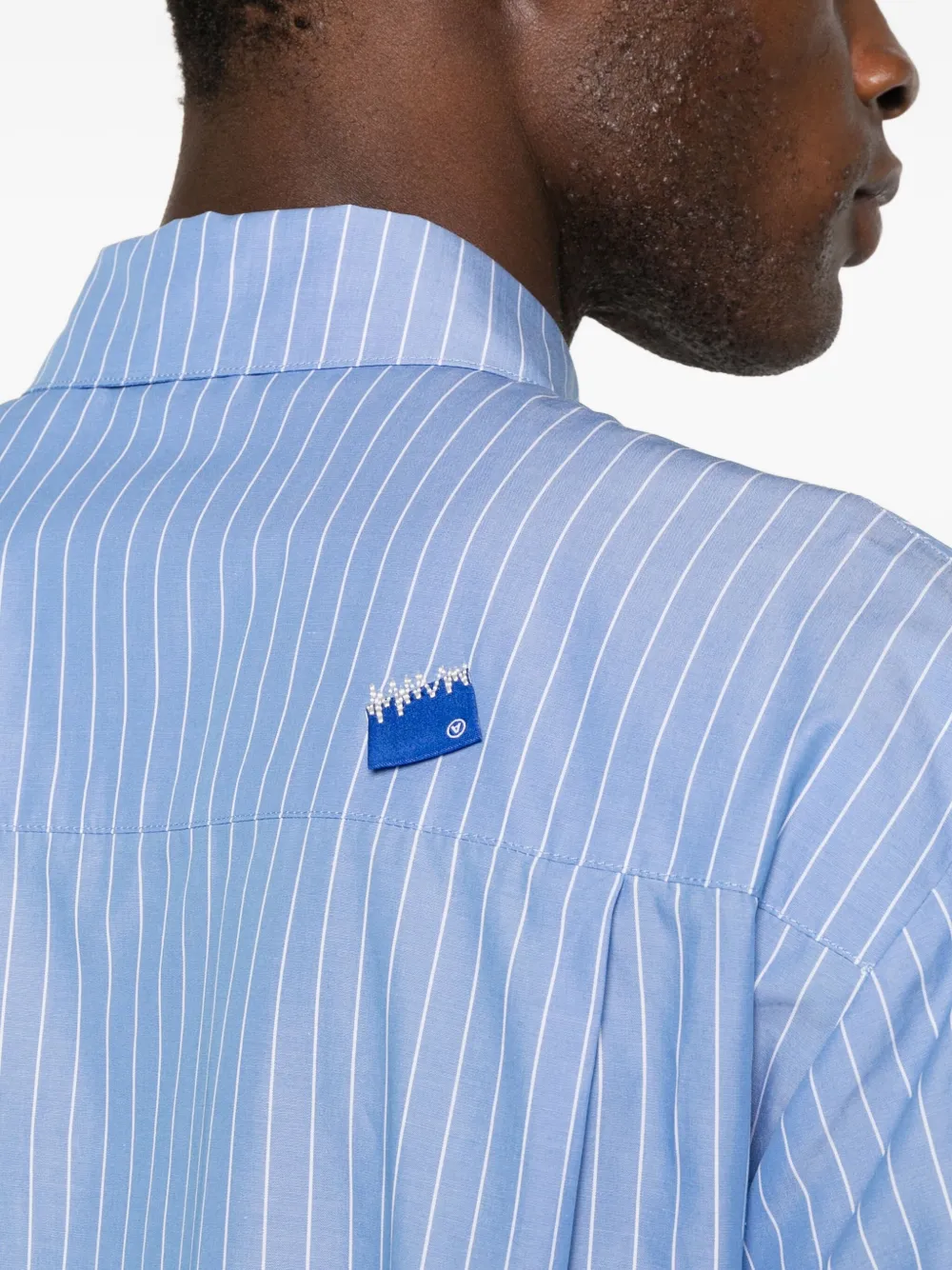 Ader Error Striped Pocket Shirt In Blue