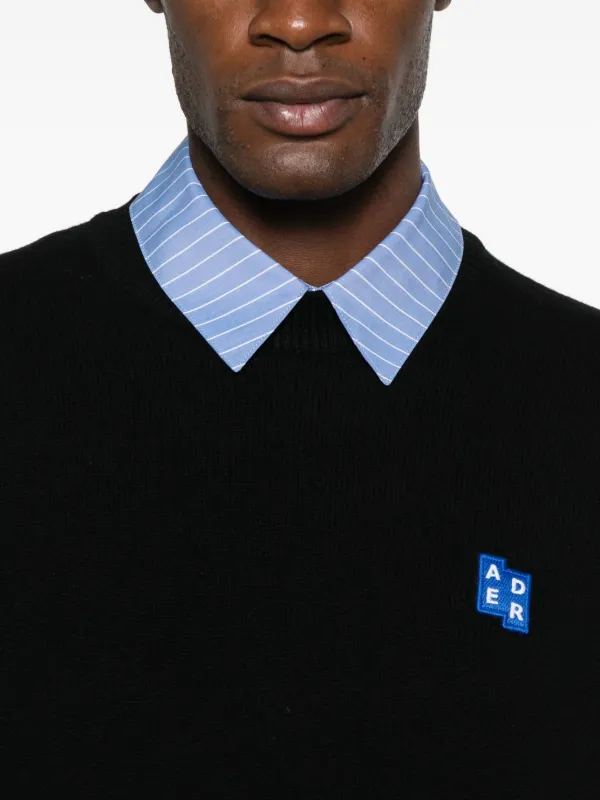Ader Error Crew Neck Sweater | Black | FARFETCH ID