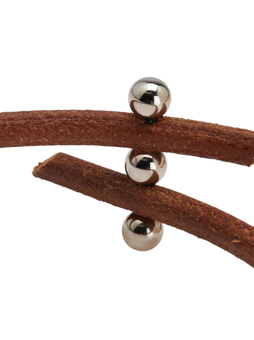 Pre-owned Hermes 2000-2010 Leather Roulette Hill Choker Costume Necklace In Brown