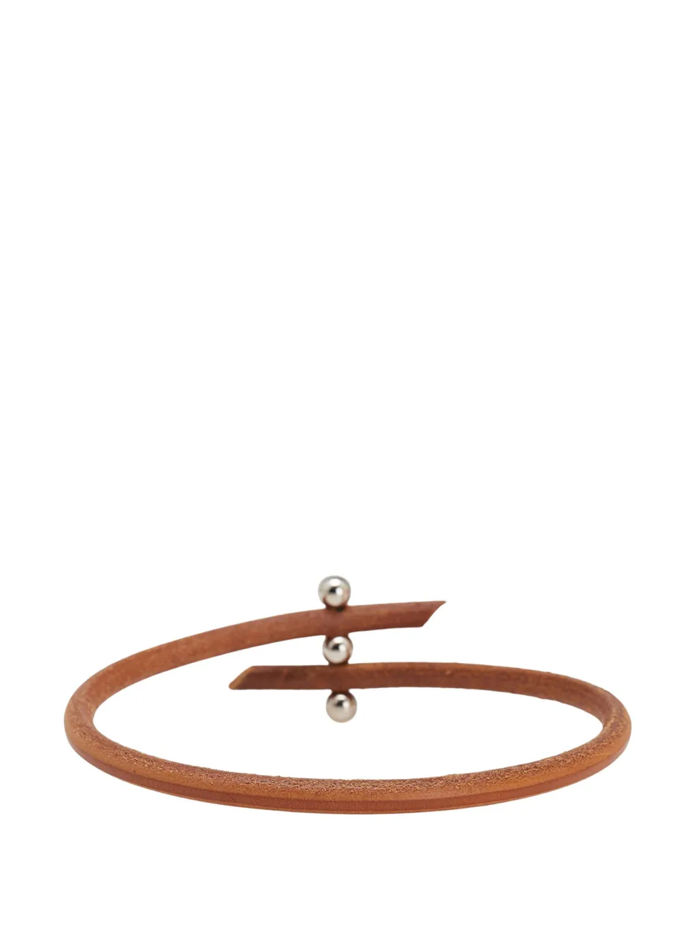 Pre-owned Hermes 2000-2010 Leather Roulette Hill Choker Costume Necklace In Brown