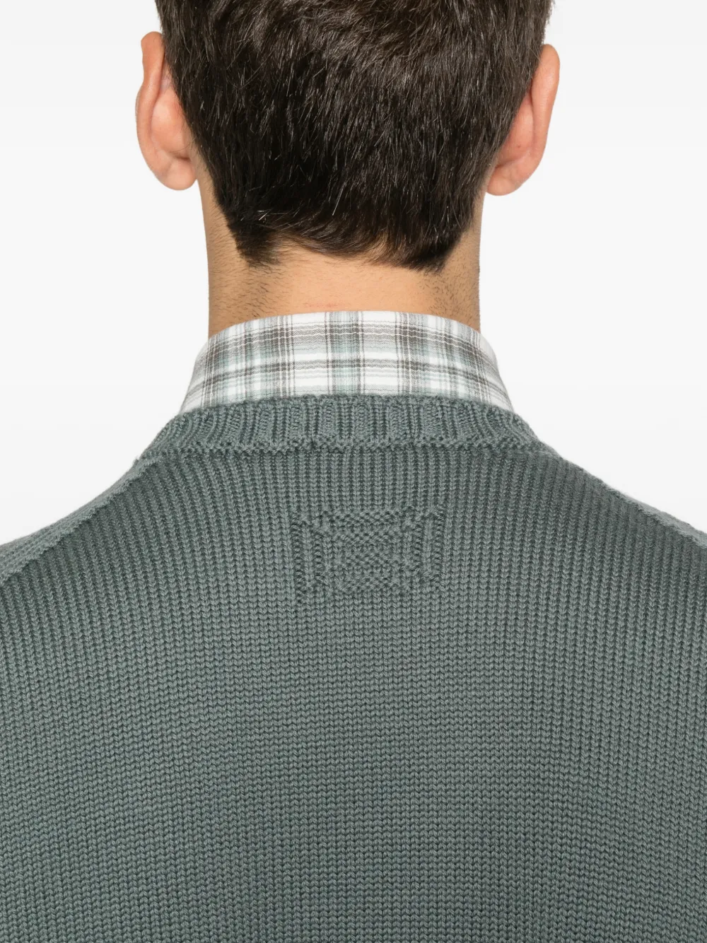 Drumohr Geribbelde sweater met ronde hals Grijs