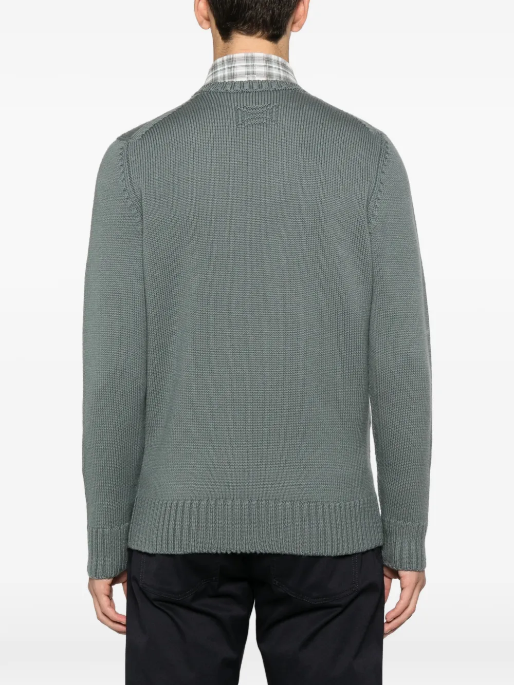 Drumohr Geribbelde sweater met ronde hals Grijs