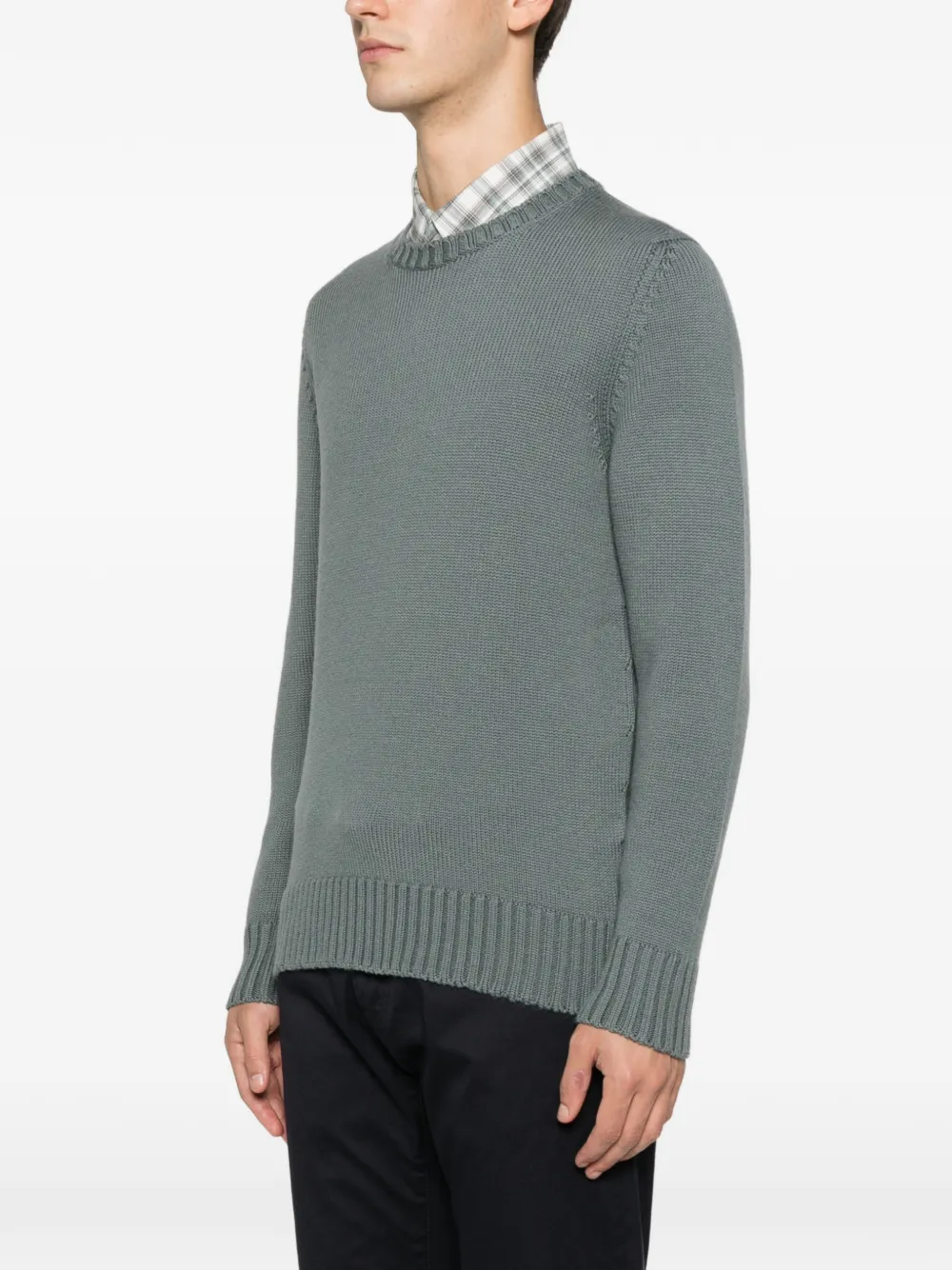 Drumohr Geribbelde sweater met ronde hals Grijs