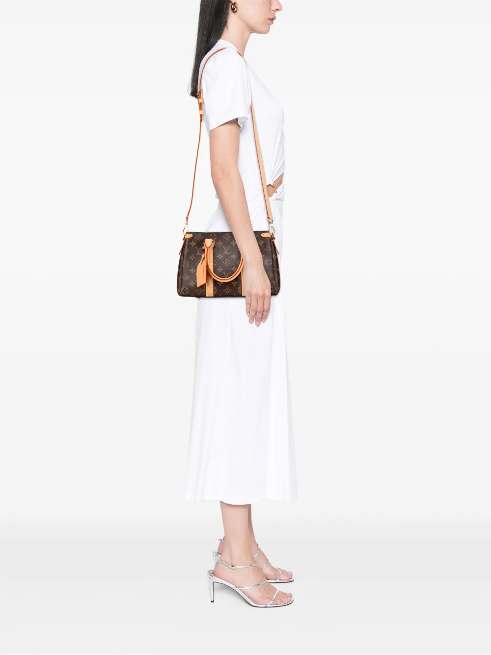 Pre-owned Louis Vuitton 2021-2025 Monogram Soufflot Bb Satchel In Brown
