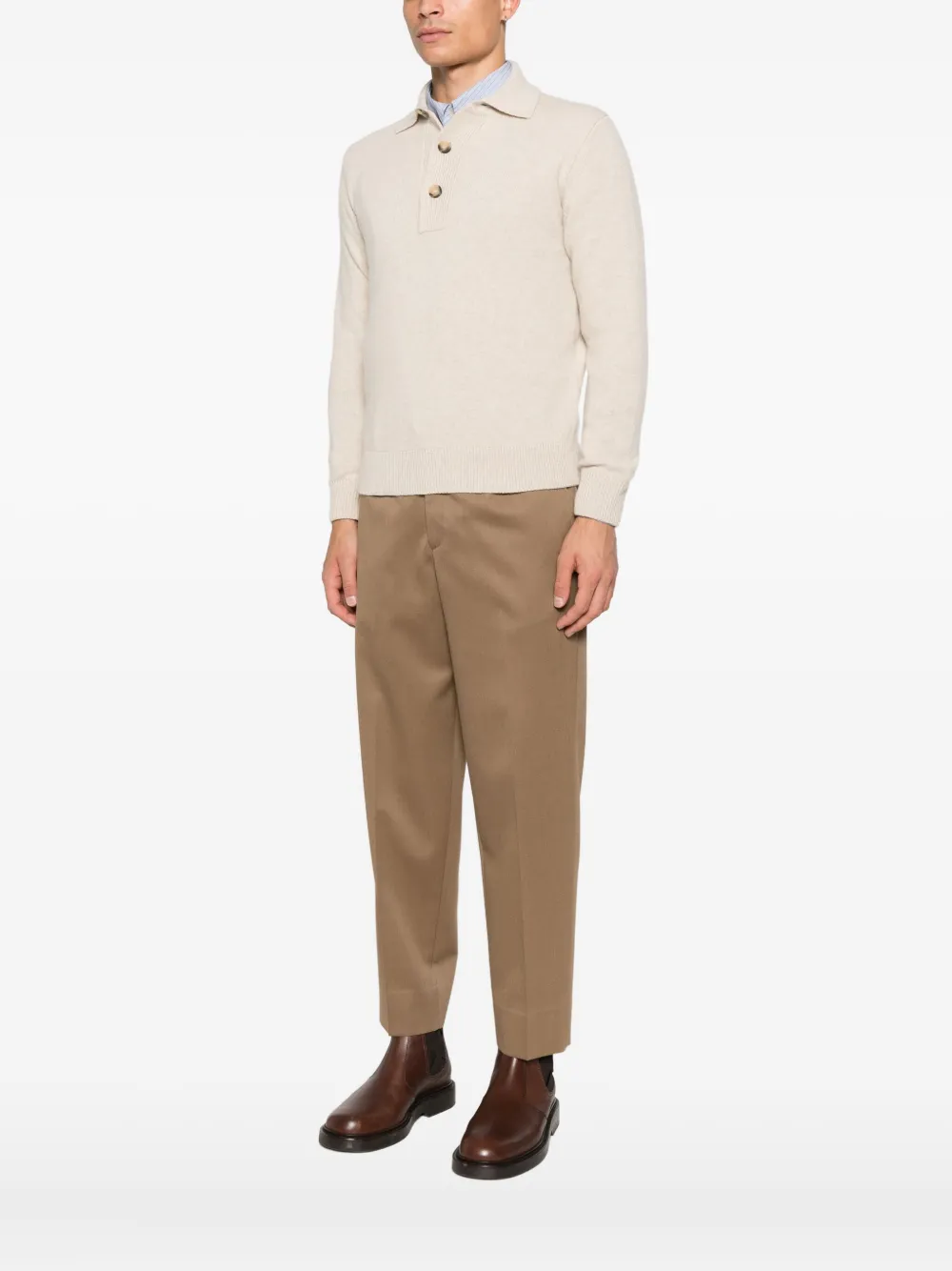 Filippo De Laurentiis Poloshirt met kraag en knopen Beige