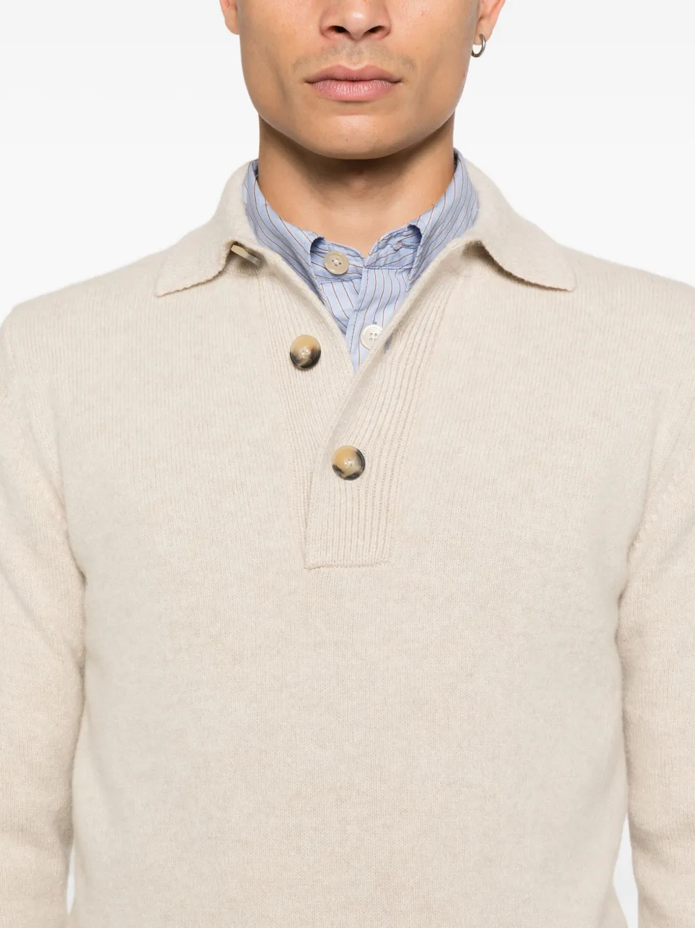 Filippo De Laurentiis Poloshirt met kraag en knopen Beige