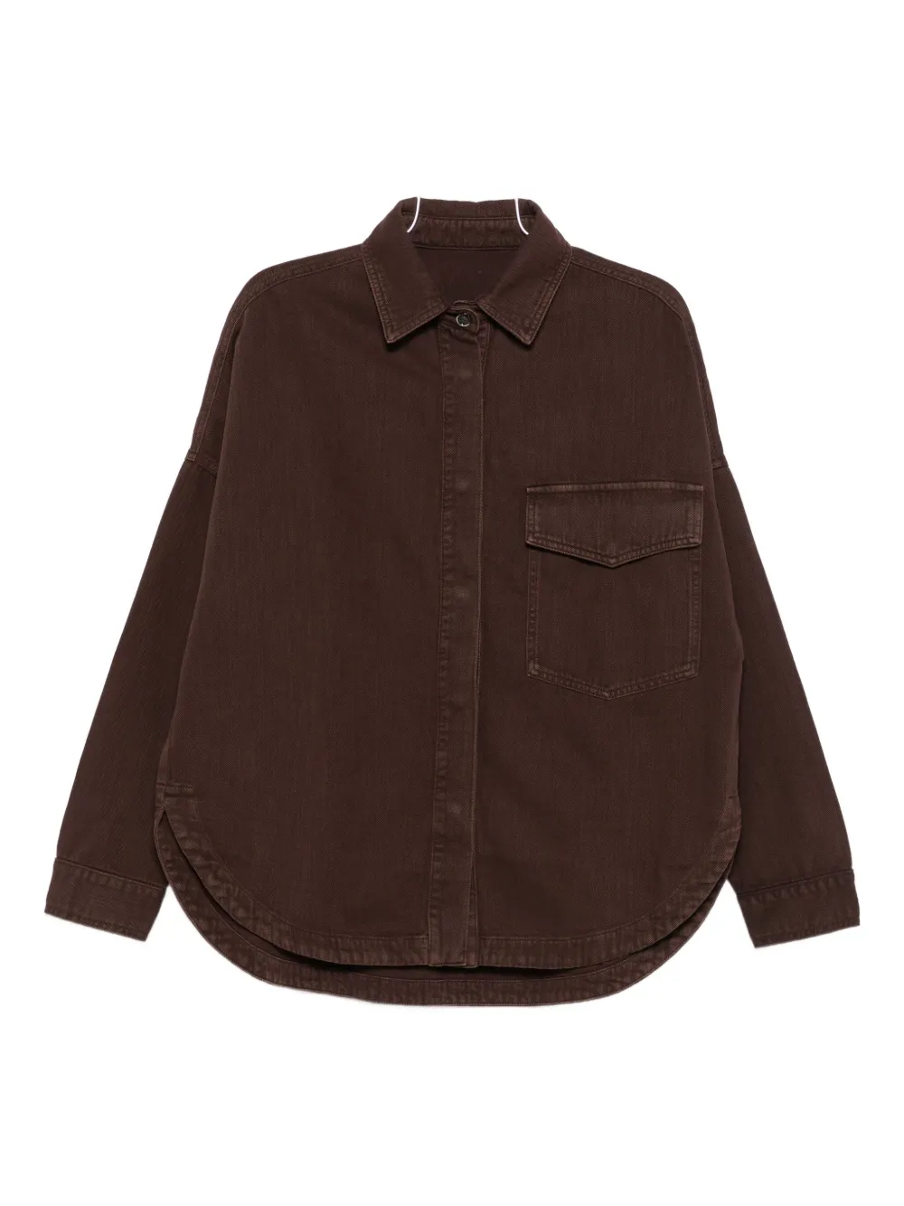 Nine In The Morning Pocket Curved Hem Shirt In Burgundy