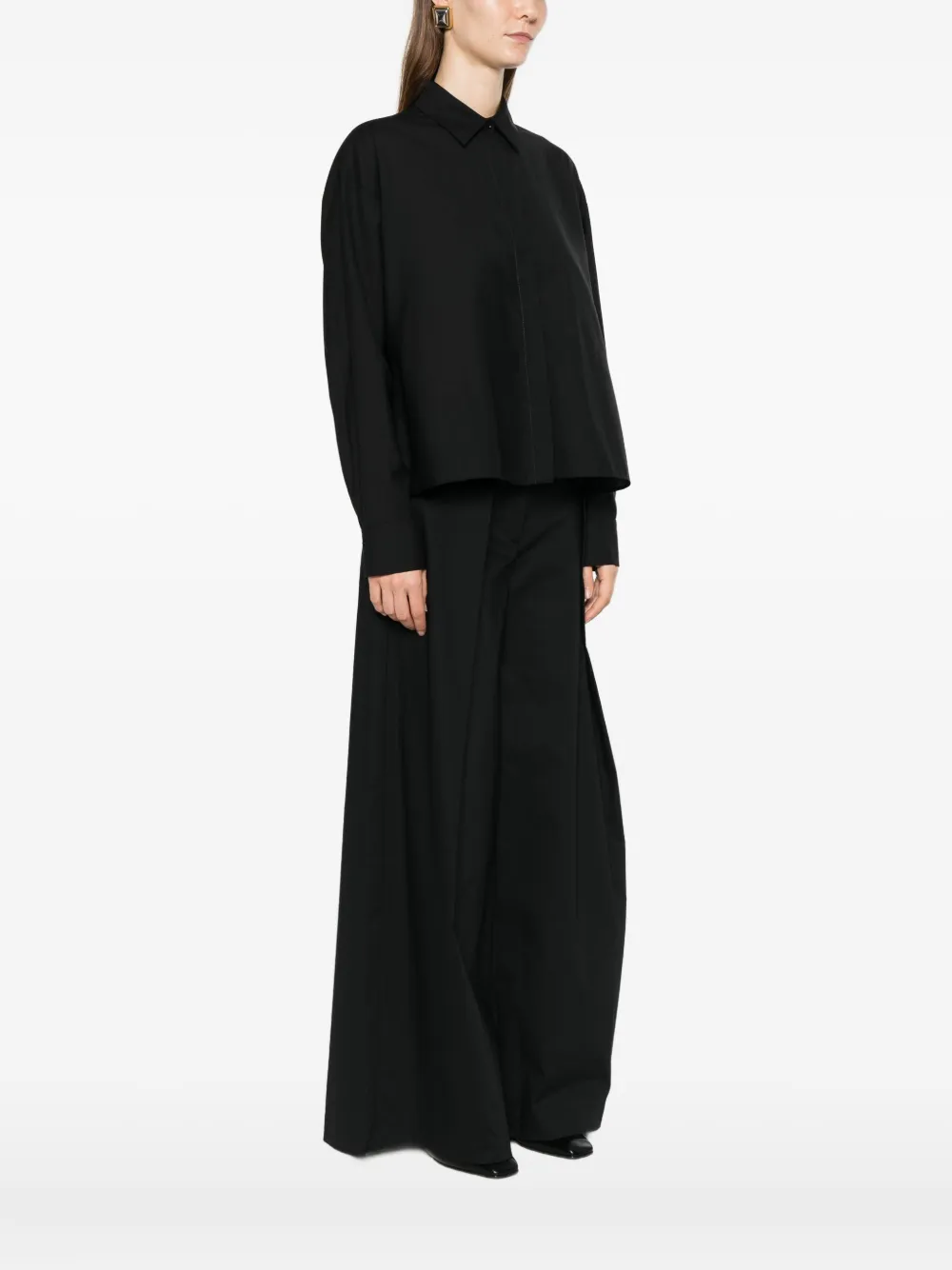 Pt Torino Long-sleeve Wool Shirt In Black