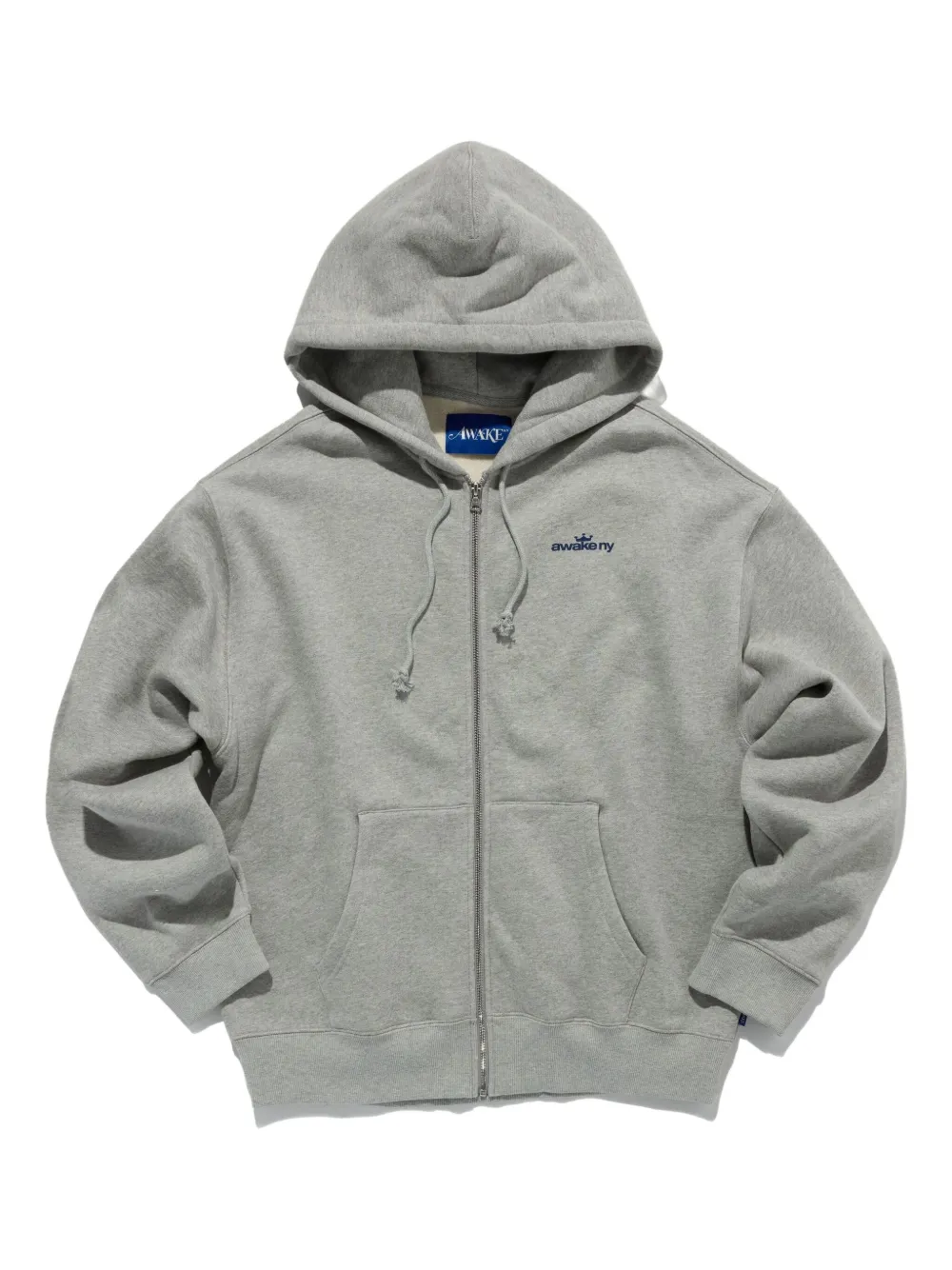 Awake NY crown-logo zip-up hoodie | Grey | Image 1