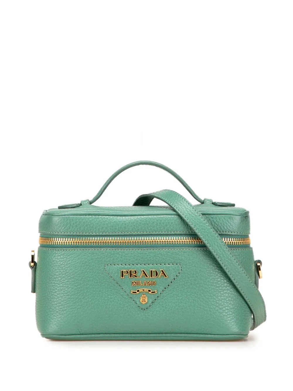 Prada Pre-Owned 2000-2025 Mini Vitello Daino Top Handle Bag vanity bag | Green | Image 1