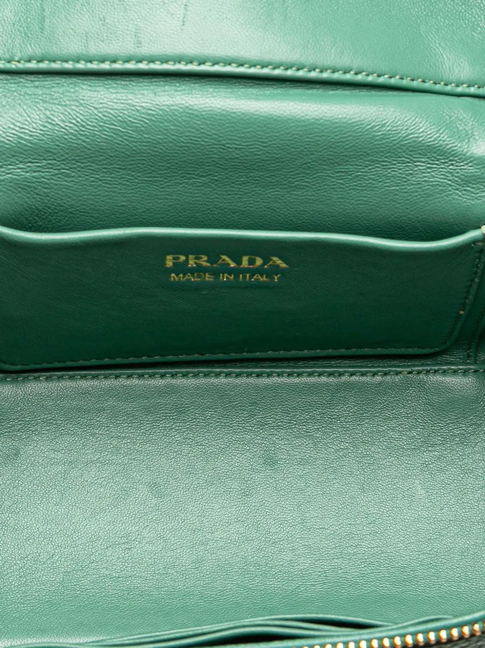 Pre-owned Prada 2000-2025 Mini Vitello Daino Top Handle Bag Vanity Bag In Green