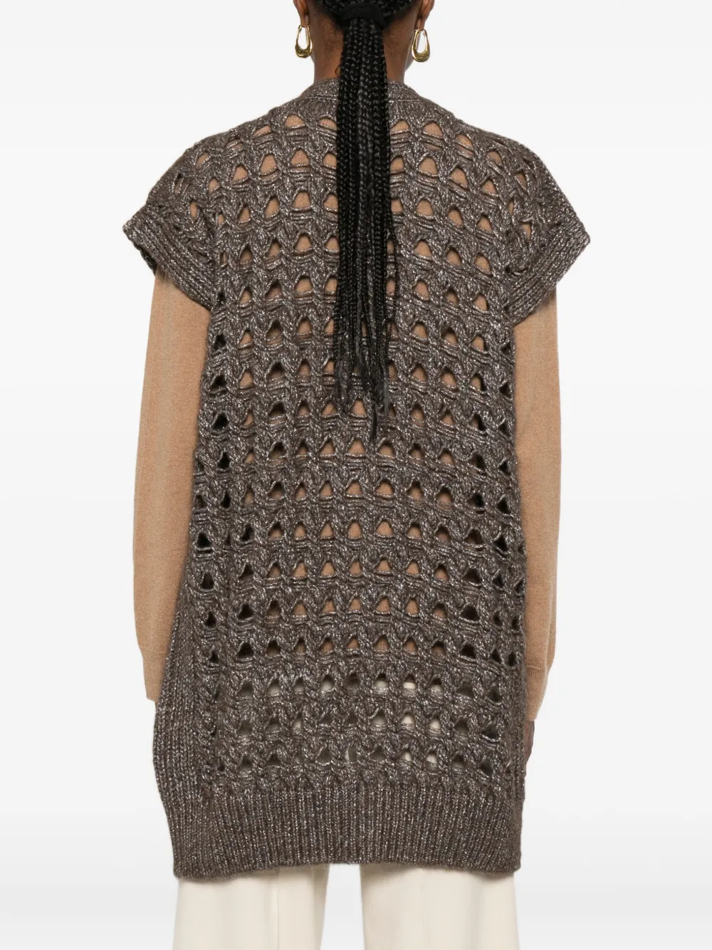 Herno Open-knit Cardigan In Gray