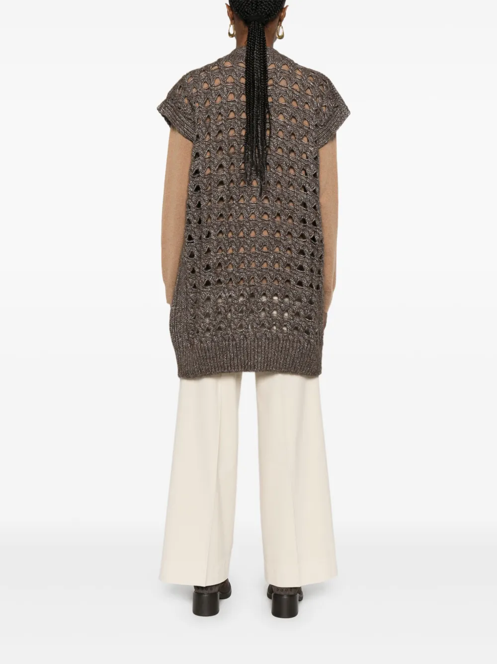 Herno Opengebreid vest Bruin