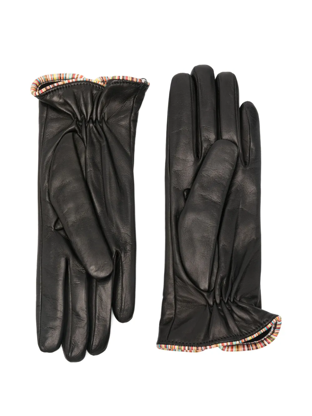 Paul Smith striped-trim gloves - Zwart