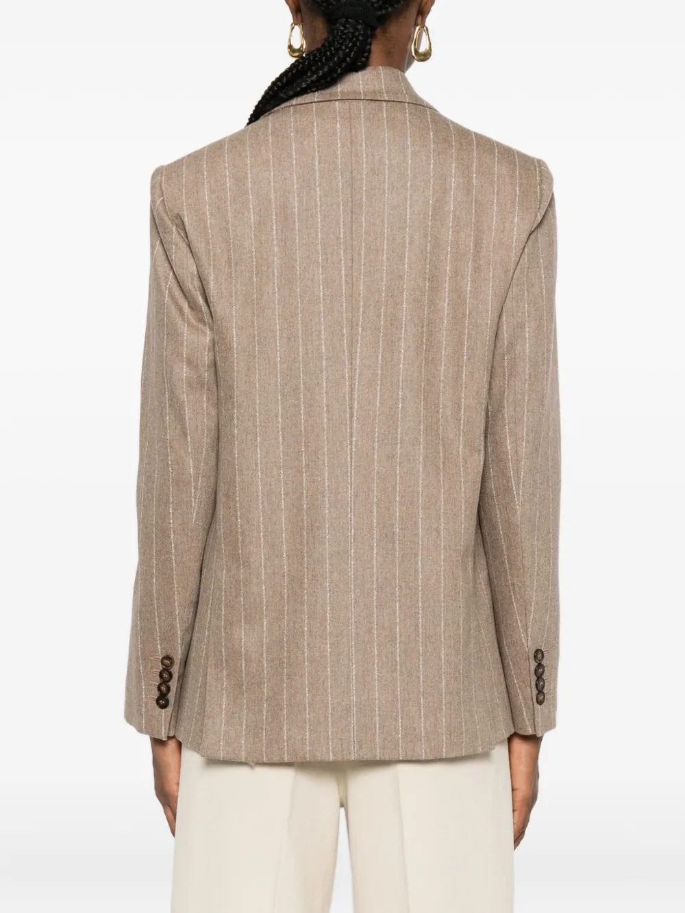 Incotex Pinstripe-print Double-breasted Blazer In Brown