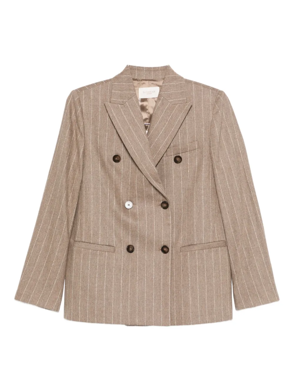 Incotex Pinstripe-print Double-breasted Blazer In Brown