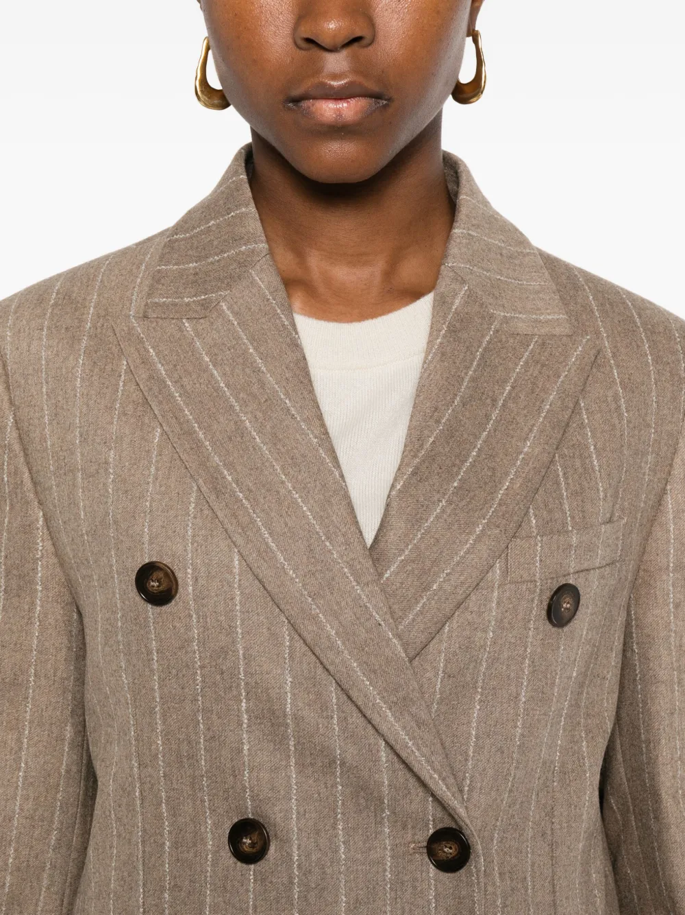 Incotex Pinstripe-print Double-breasted Blazer In Brown