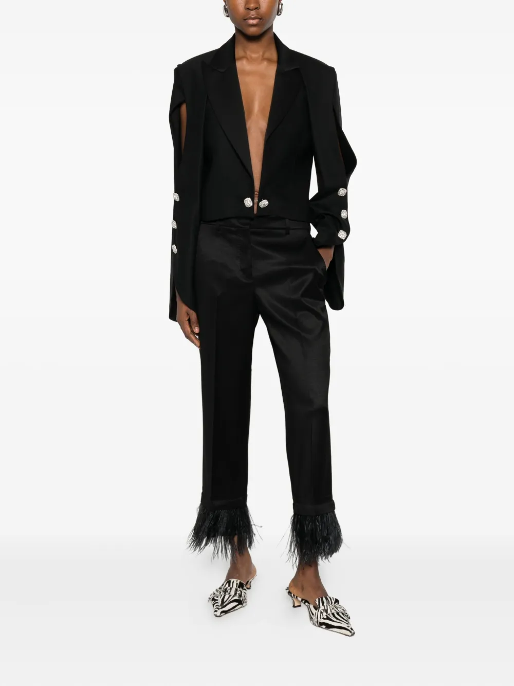 Incotex feather-trim trousers - Zwart
