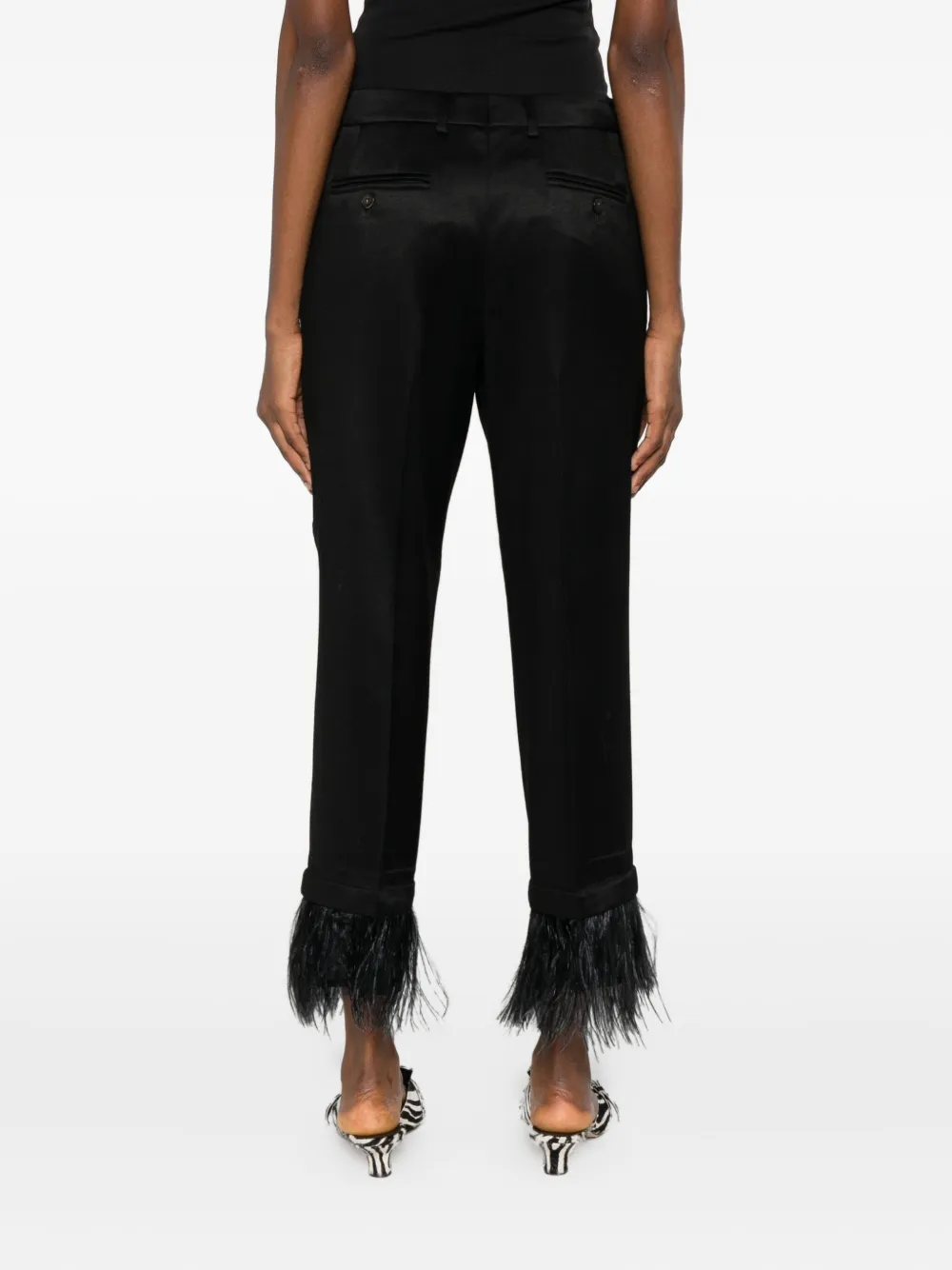 Incotex Feather-trim Trousers In Black