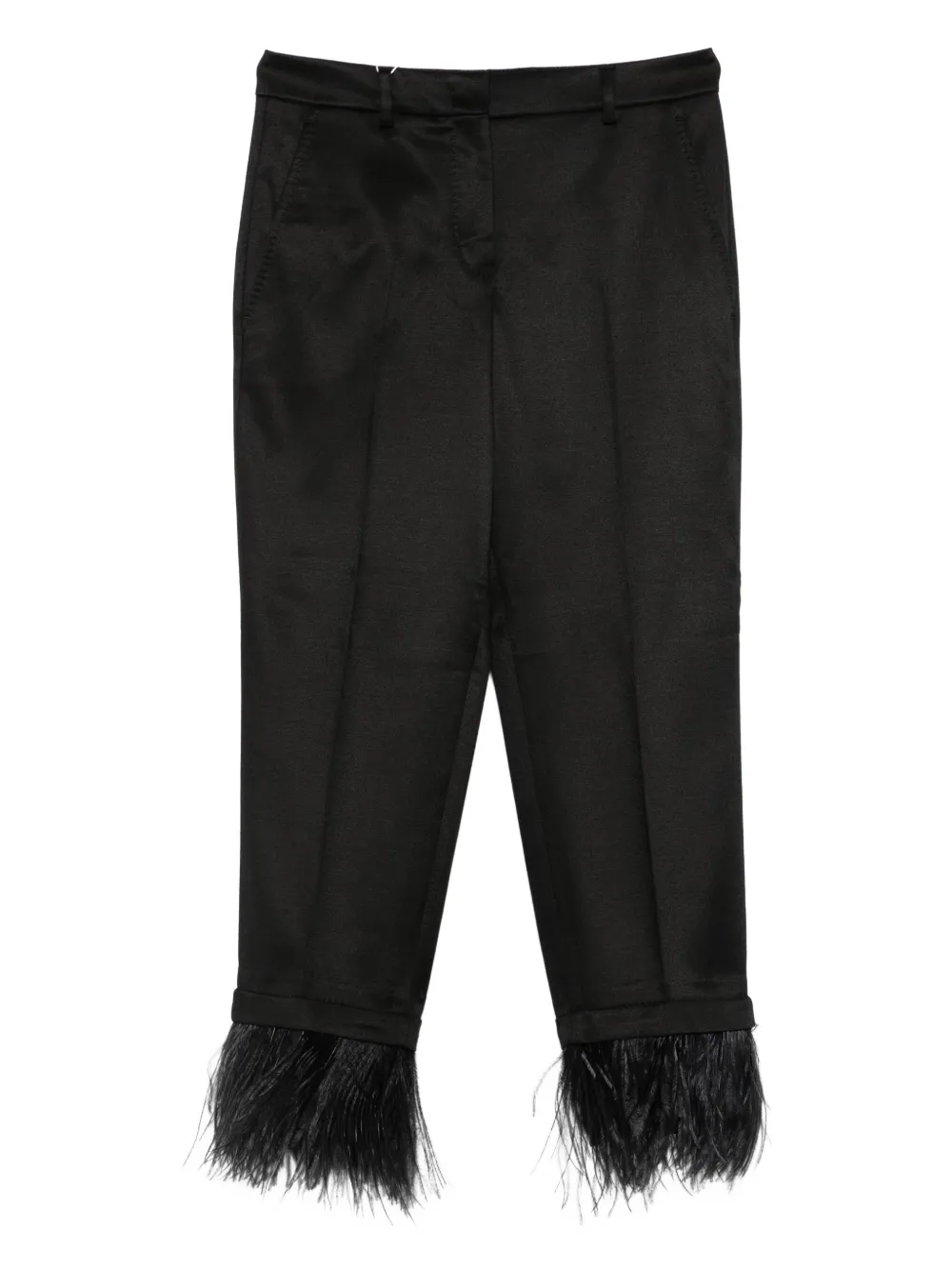 Incotex Feather-trim Trousers In Black