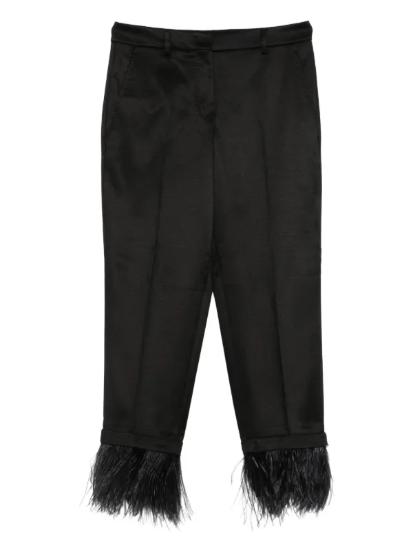 Incotex Feather-trim Trousers in Black