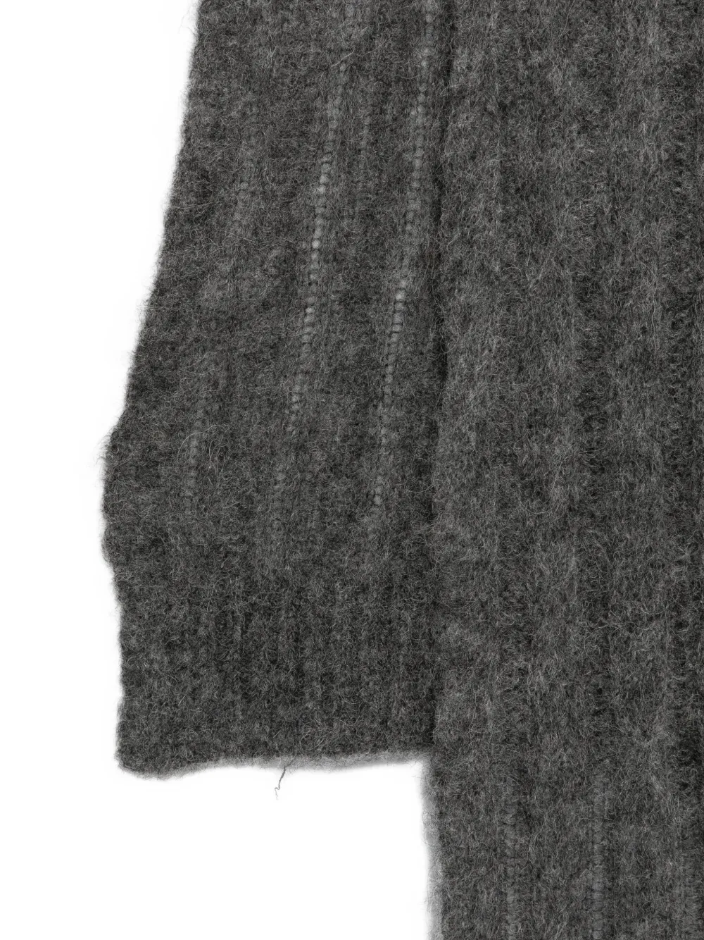 Herno Logo-plaque Ribbed-knit Scarf In Gray