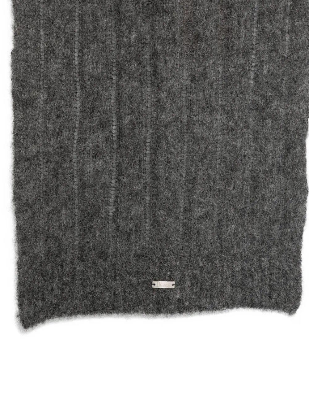 Herno logo-plaque ribbed-knit scarf - Grijs