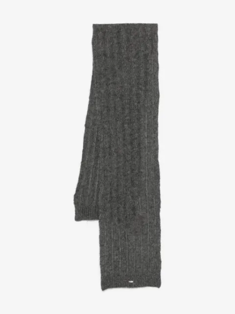 Herno logo-plaque ribbed-knit scarf