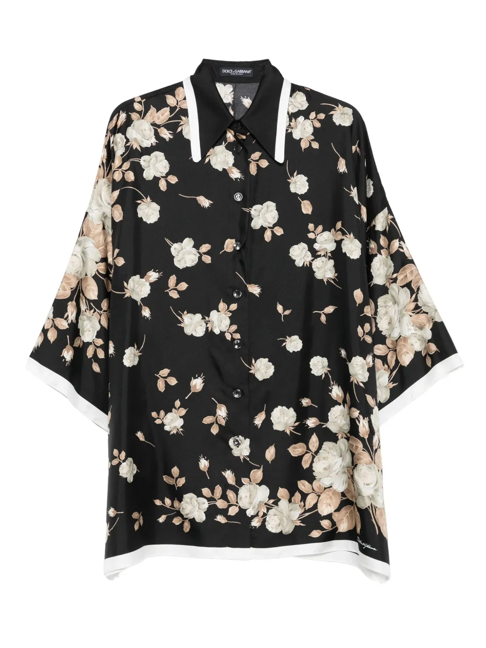 Dolce & Gabbana Floral-print Shirt In Black