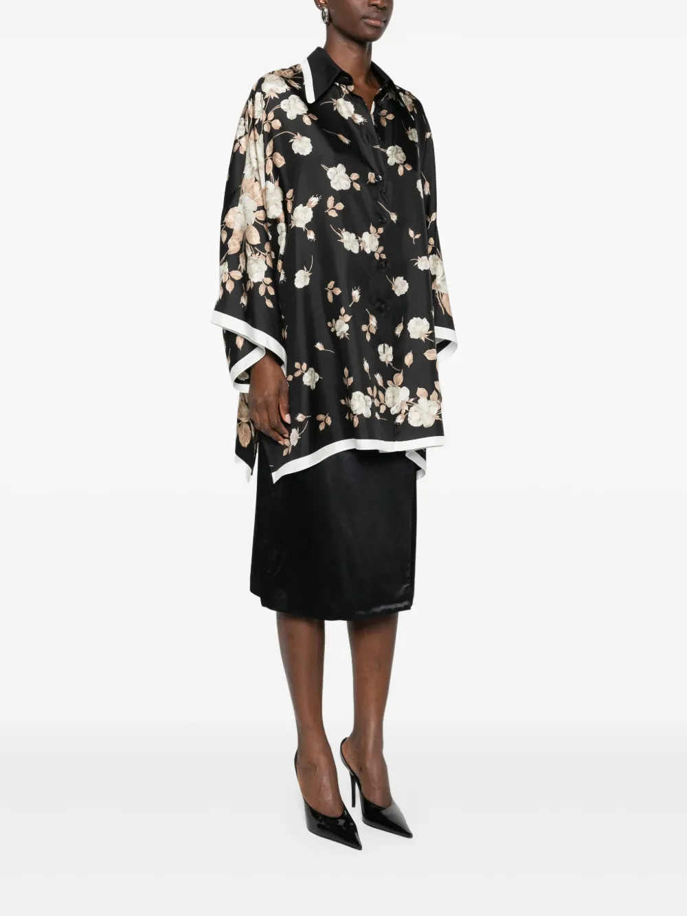 Dolce & Gabbana Floral-print Shirt In Black