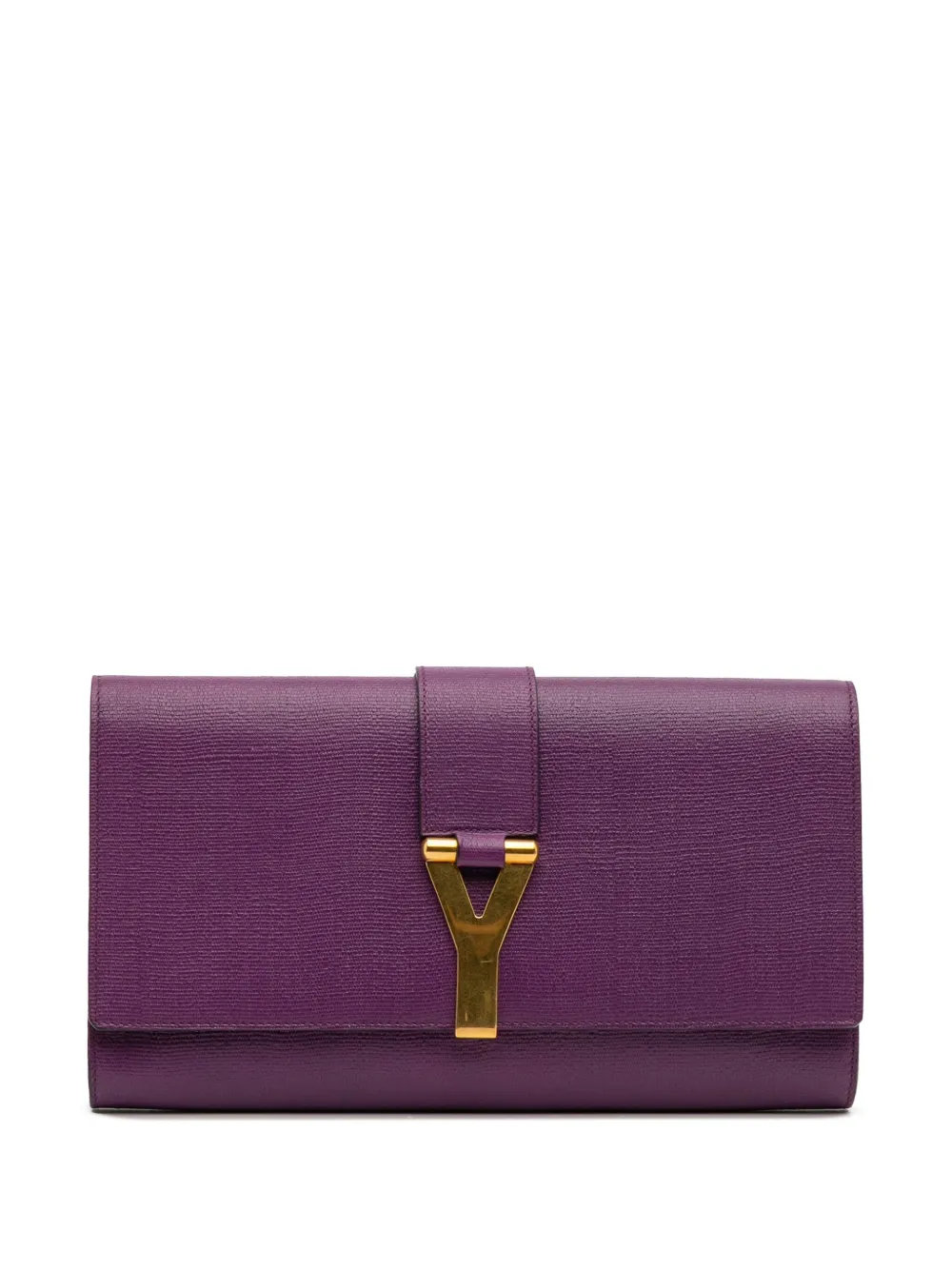 Saint Laurent Pre-Owned 2000-2012 Textured Leather Chyc Ligne clutch bag | Purple | Image 1