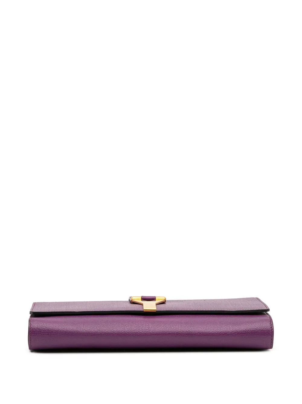 Pre-owned Saint Laurent 2000-2012 Textured Leather Chyc Ligne Clutch Bag In Purple