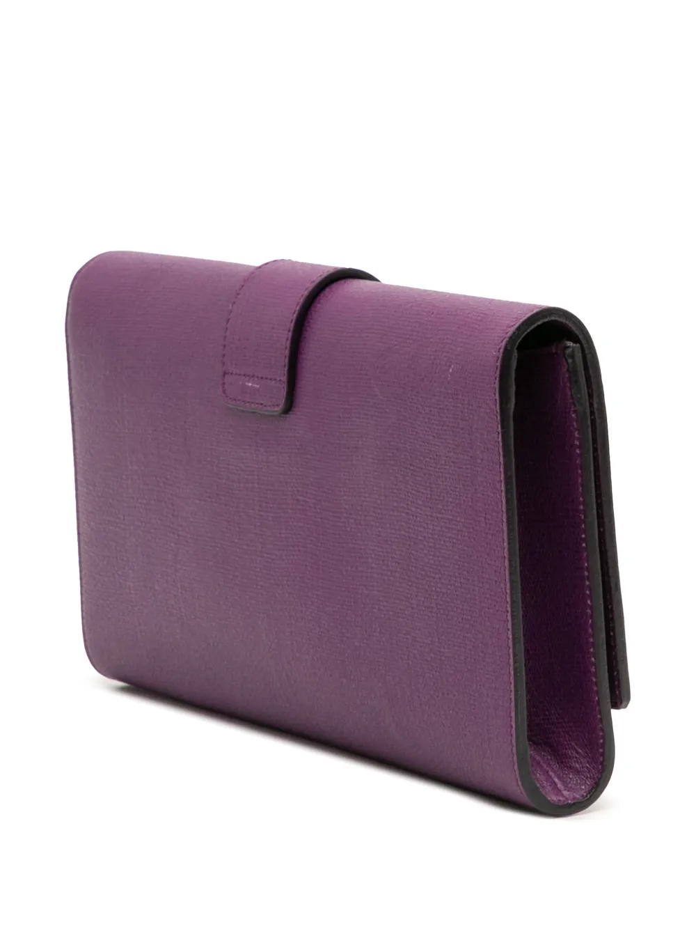 Pre-owned Saint Laurent 2000-2012 Textured Leather Chyc Ligne Clutch Bag In Purple