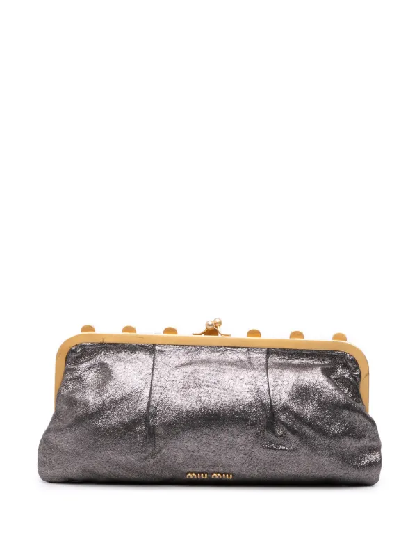 Miu Miu Pre-Owned 1993-2000 Metallic Leather Crystal Embellished