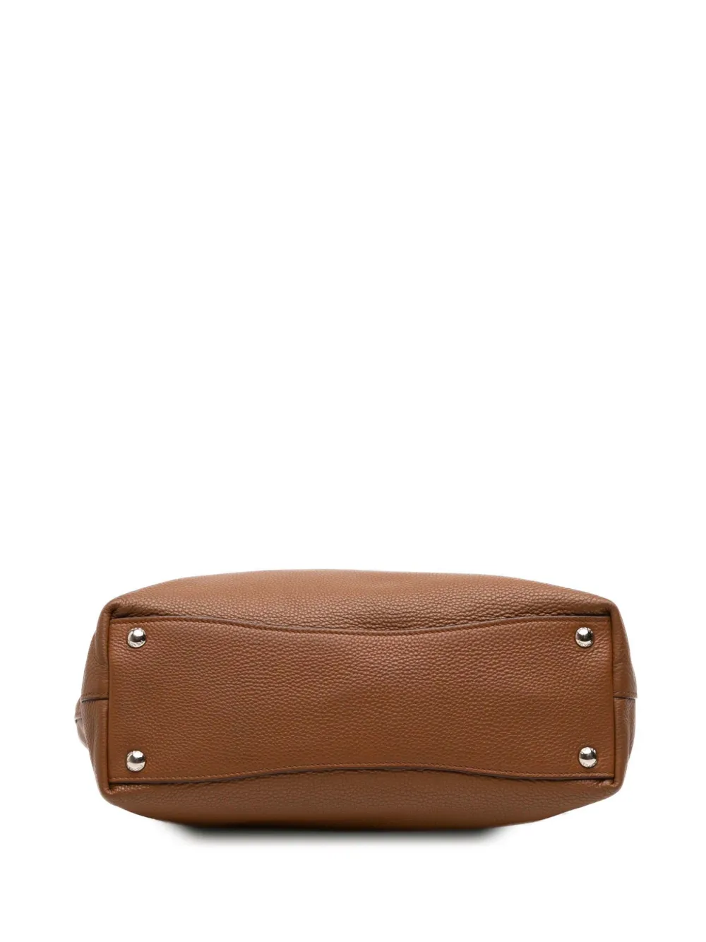 Pre-owned Prada 2000-2025 Vitello Daino Open Convertible Tote Satchel In Brown