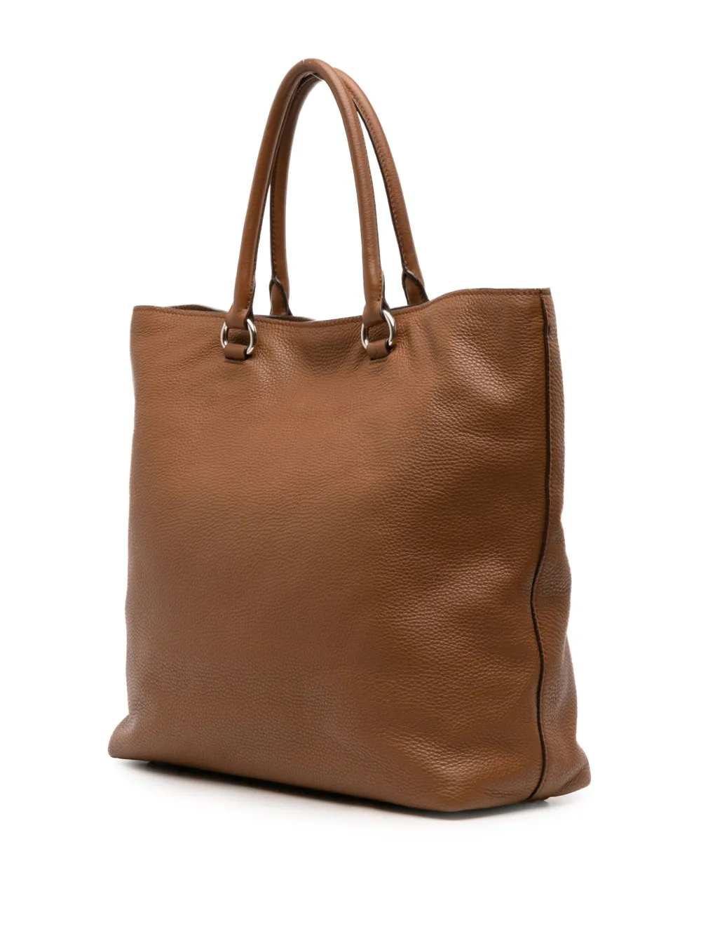 Pre-owned Prada 2000-2025 Vitello Daino Open Convertible Tote Satchel In Brown