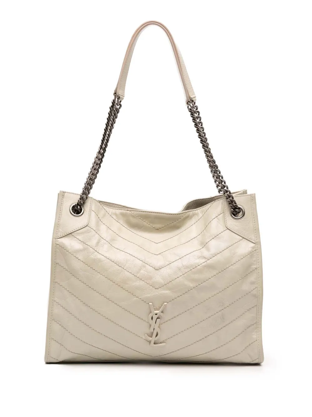 Saint Laurent Pre-Owned 2023 Medium Crinkled Calfskin Monogram Niki Shopper tote bag | White | Image 1