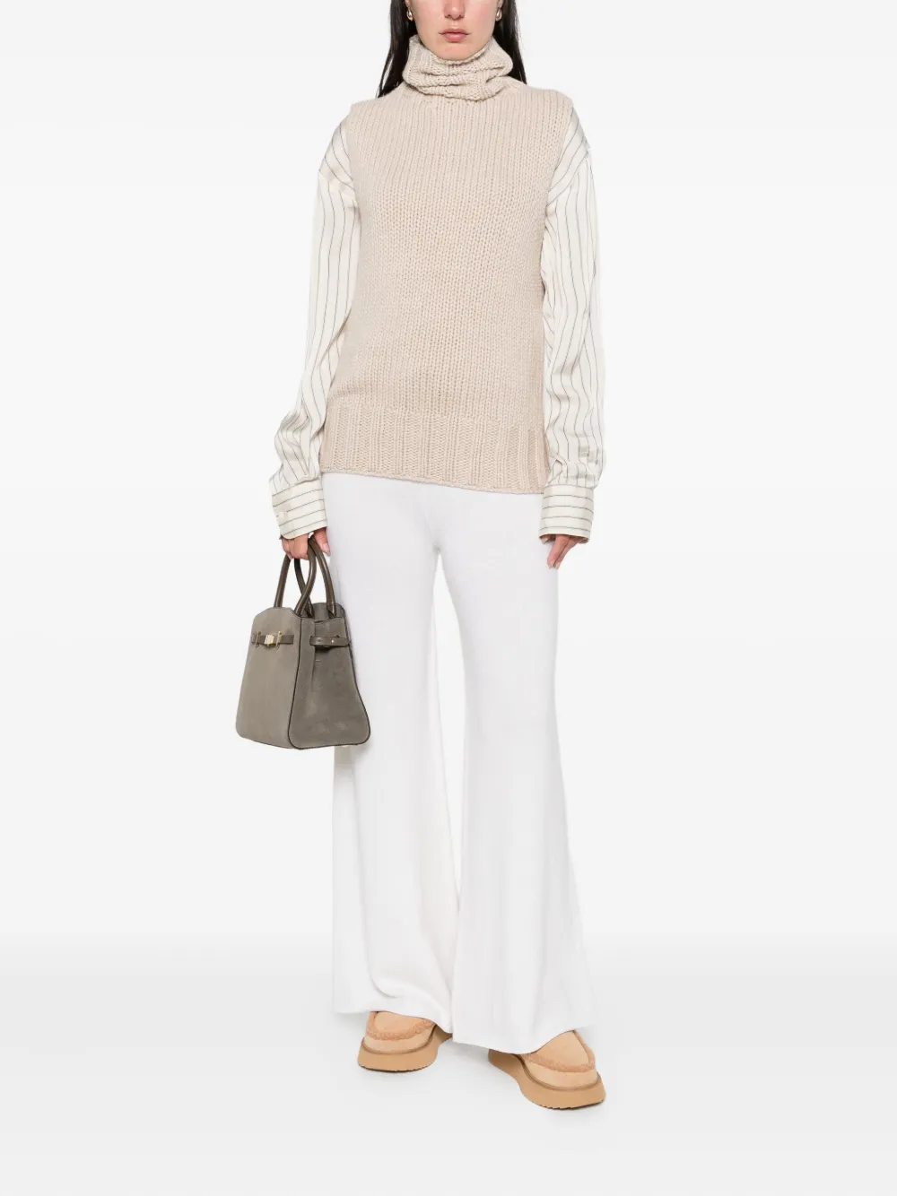 Ely Ely Lilac Turtleneck Vest In Neutral