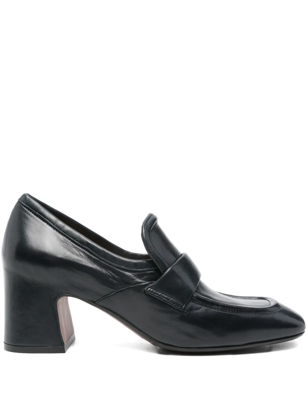 Mara bini 60 mm leren loafers met blokhak Blauw
