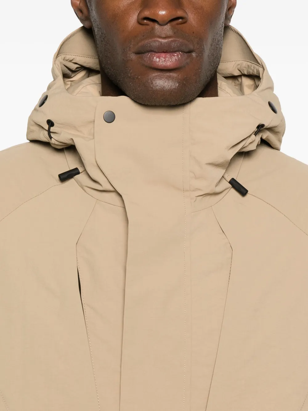 Jg1 Hooded Zip Coat In Nude