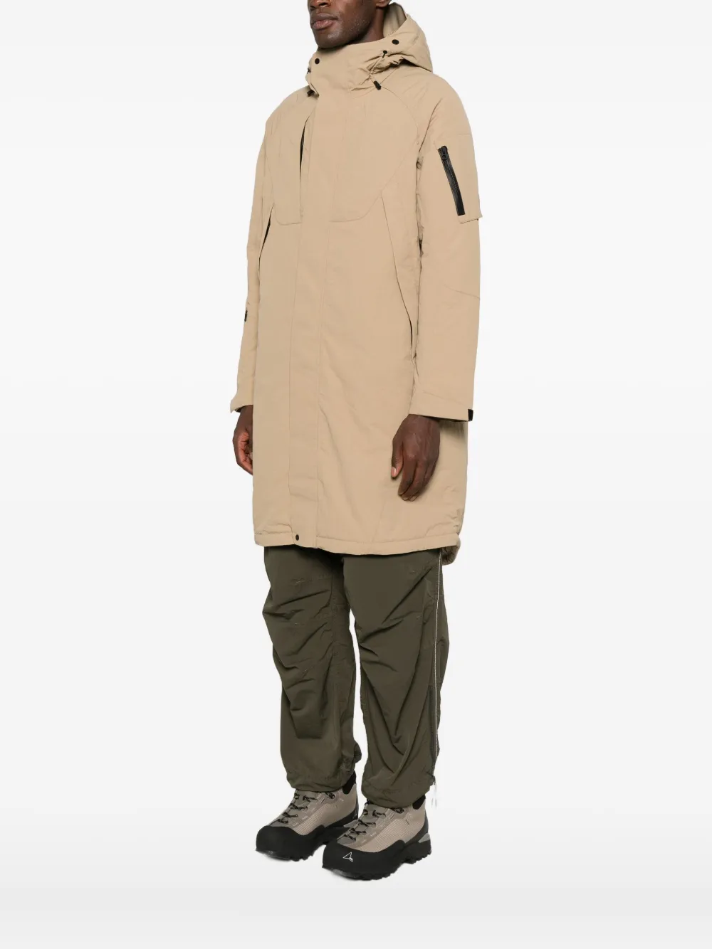 Jg1 Hooded Zip Coat In Nude