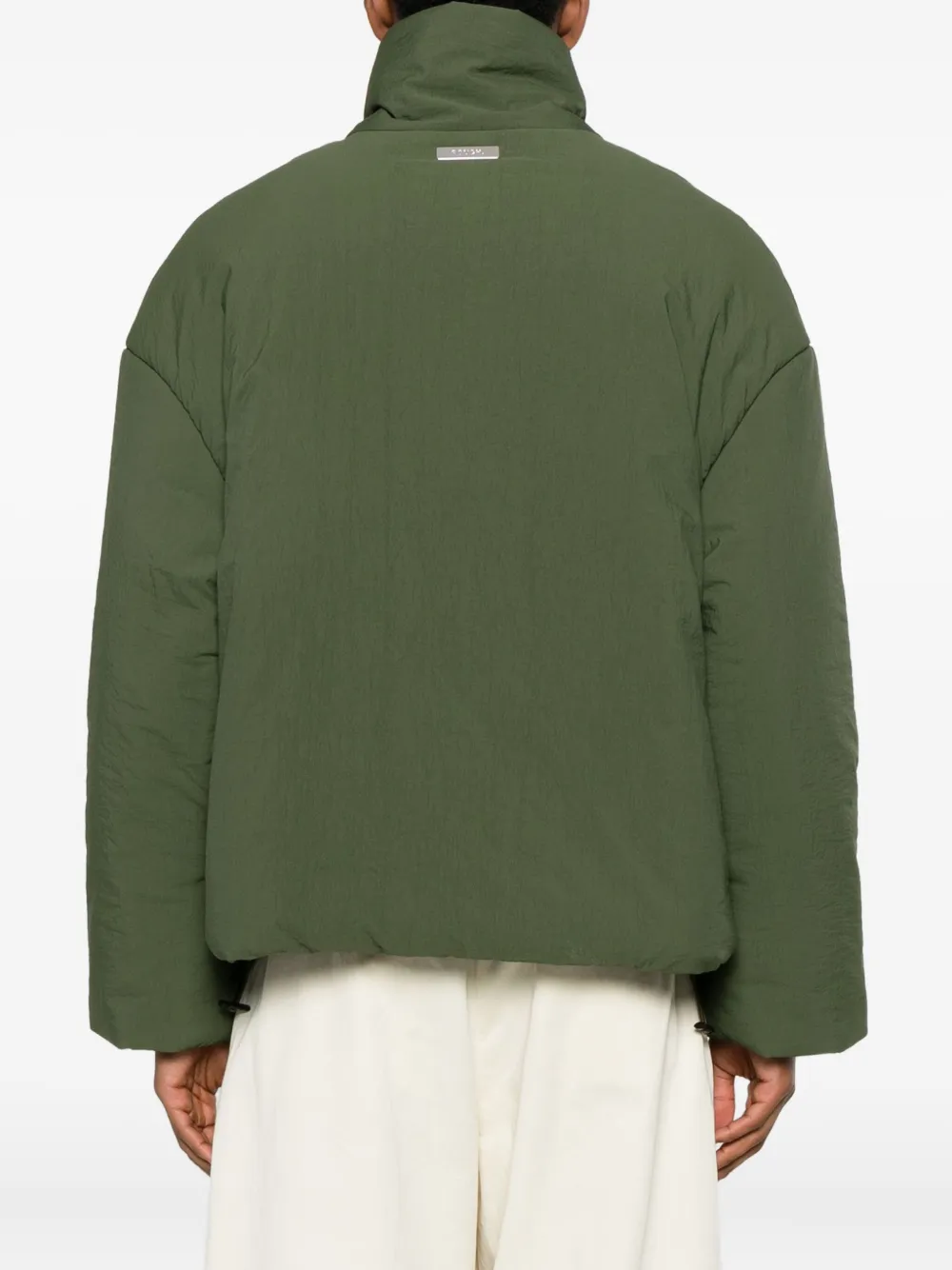 ROUGH. Donsjack met geborduurde bloemen Groen