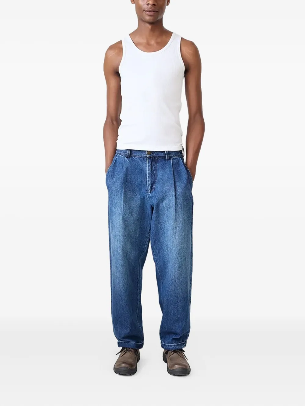 Carter Young washed pleated jeans - Blauw