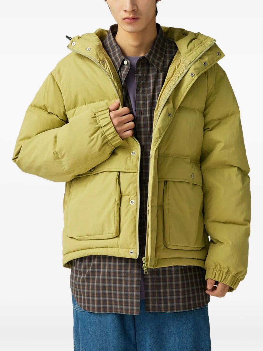 Snow Peak Hooded Padded Jacket In Green