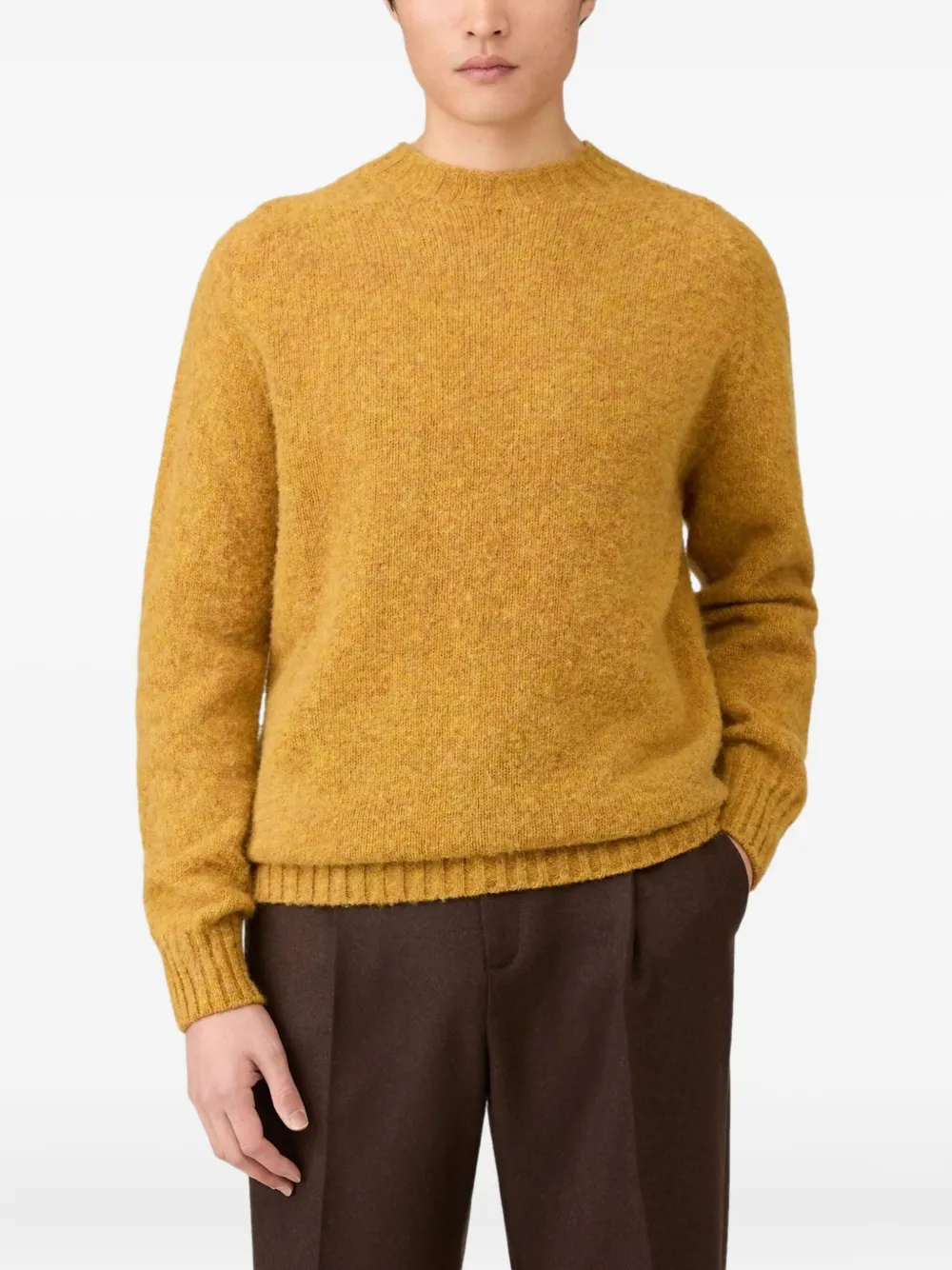 Sunspel brushed-effect crew-neck jumper - Geel