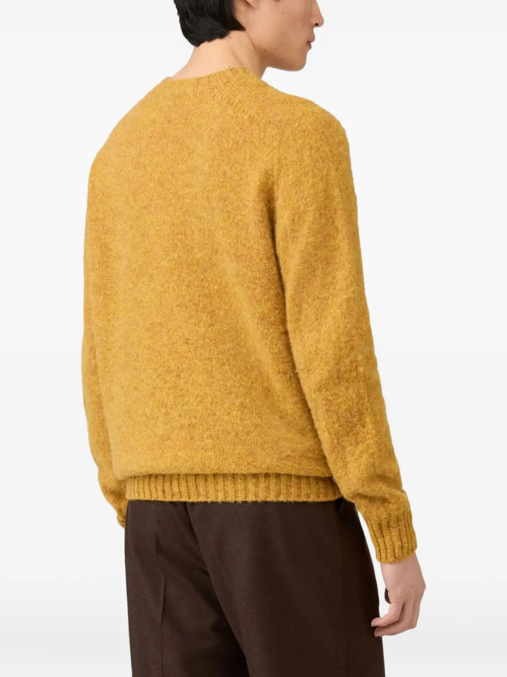 Sunspel Brushed-effect Crew-neck Jumper In Orange