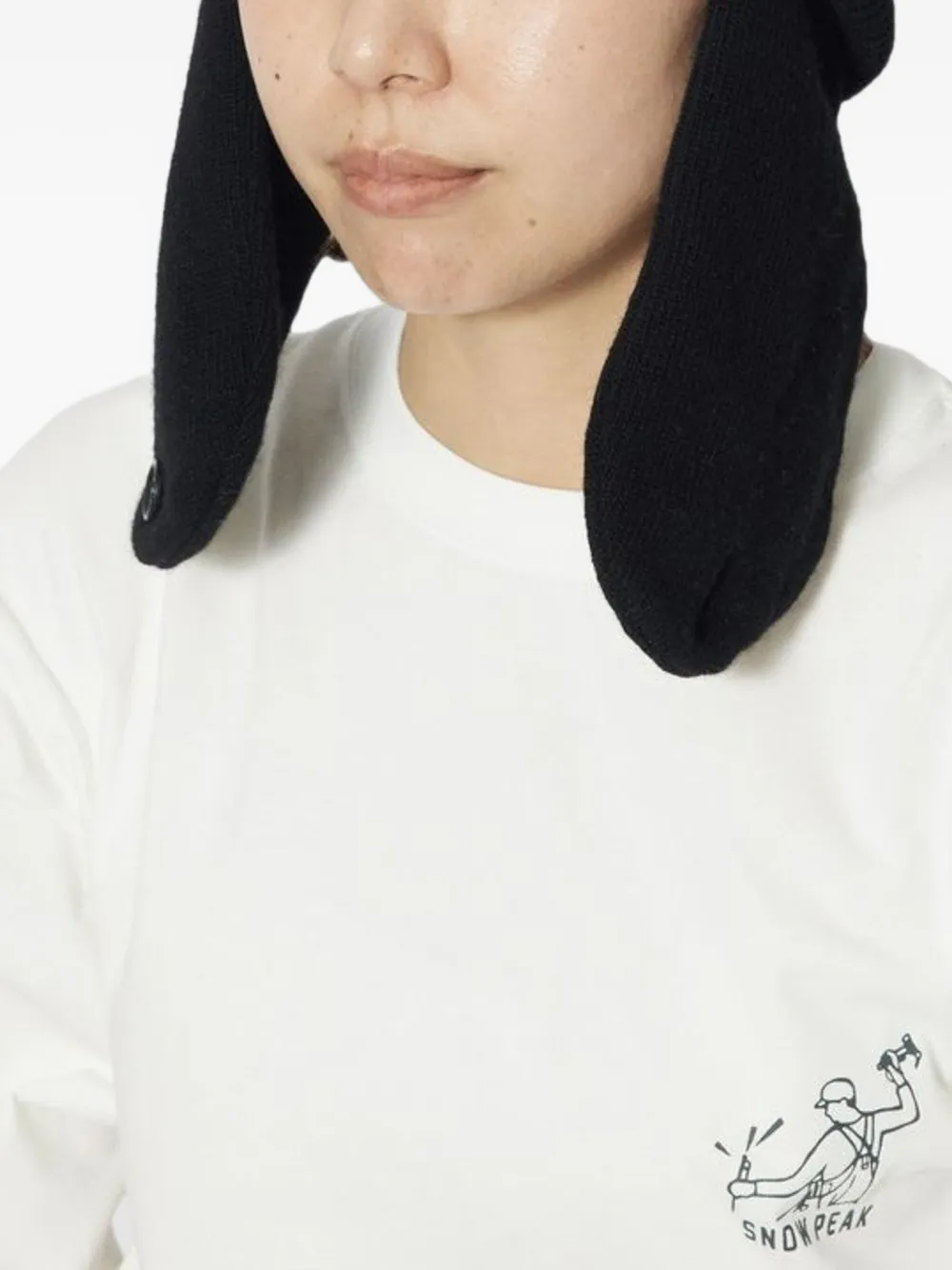 Snow Peak Knit Flight Beanie In Black
