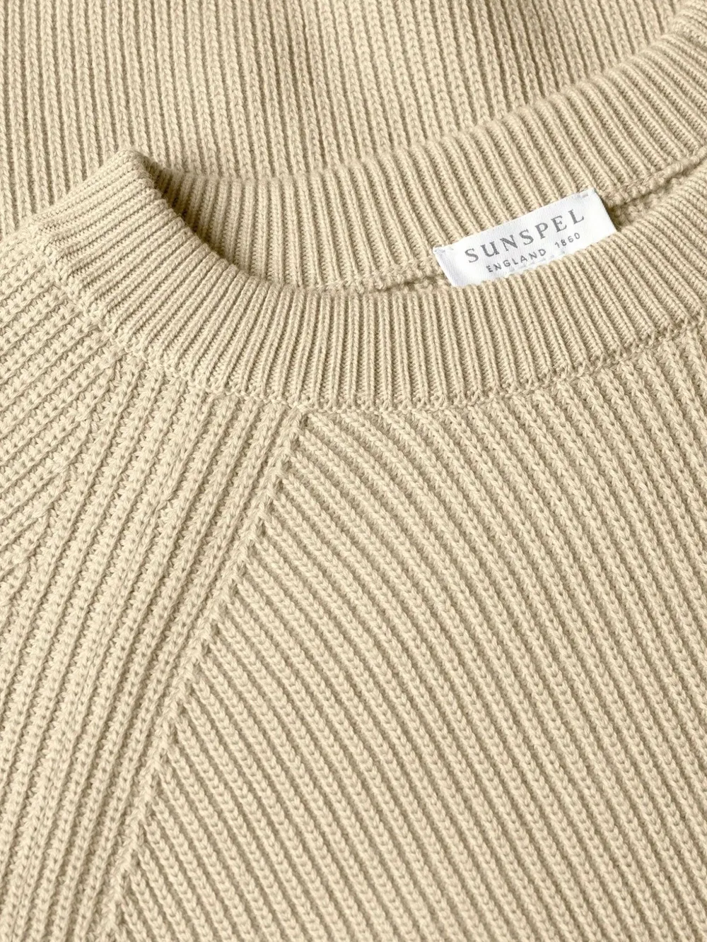 Sunspel Ribgebreide trui Beige